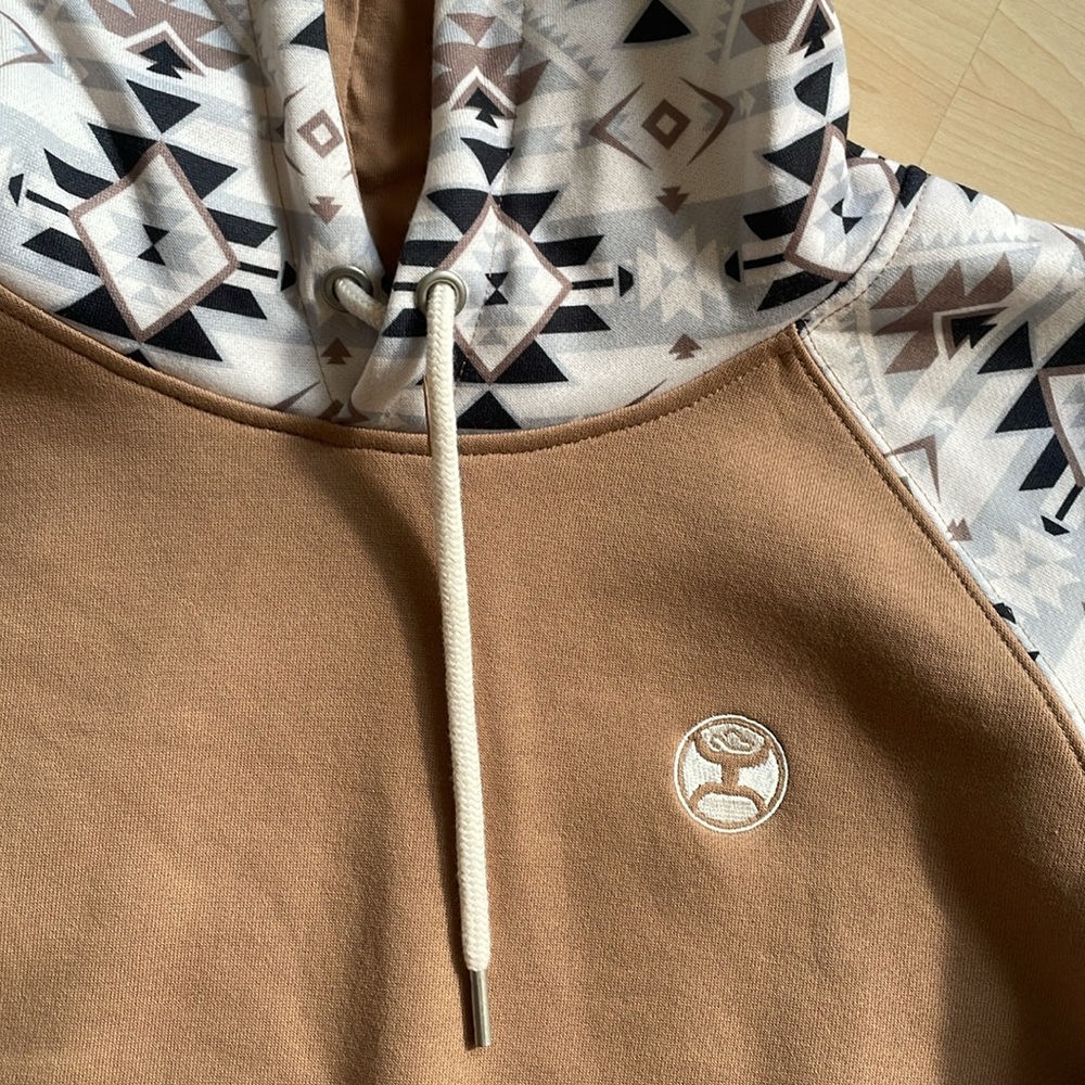 Hooey Brown & White Southwestern Aztec Pattern Pullover Hoodie - Picture 3 of 5